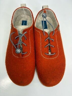 Habbard Dream Shoes Orange Wool Slip-On Sneakers size 9.5